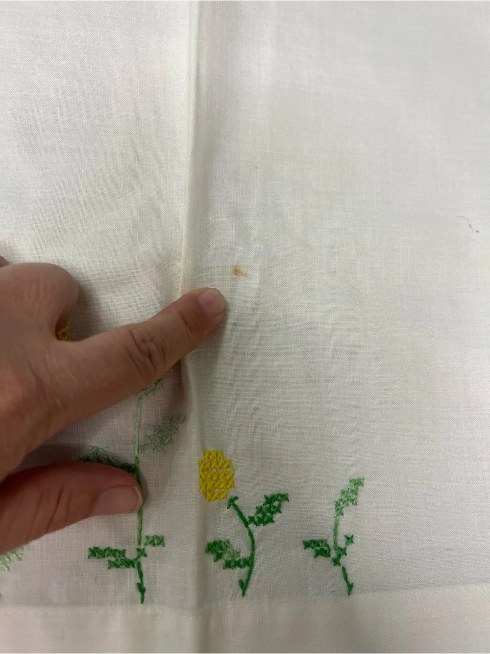 Set of Vintage Embroidered Yellow Floral Cotton pillowcase White and 42x36